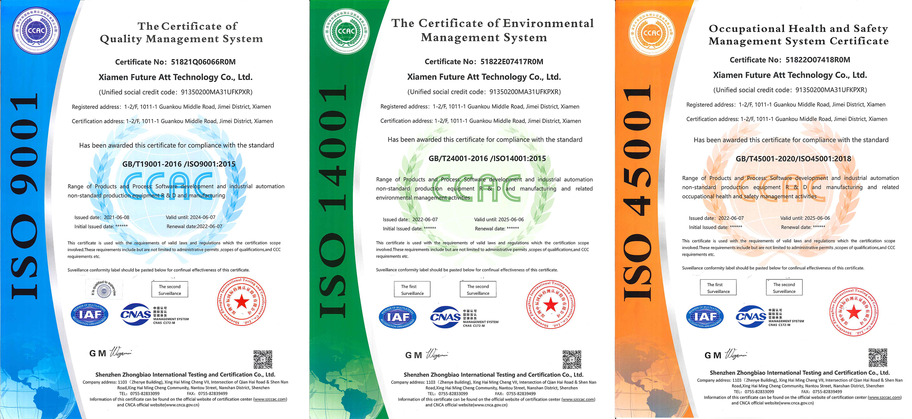 Certificación del sistema de gestión ISO tres